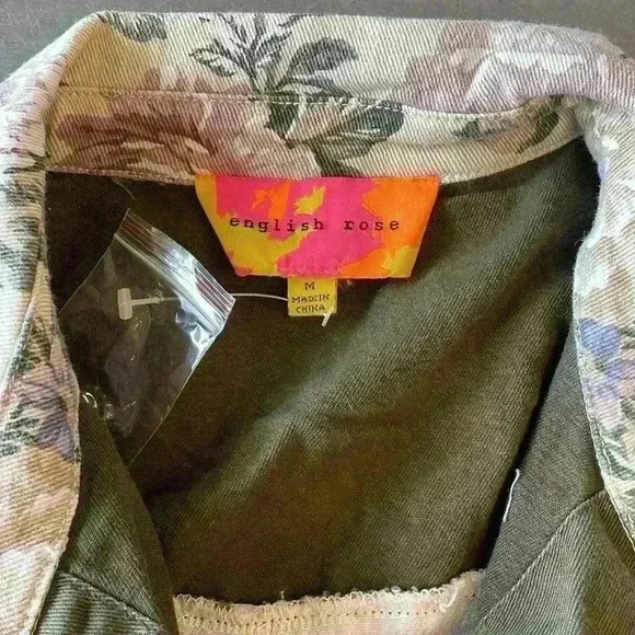 English Rose Multicolor Floral Studded Long Sleeve Button Front Jacket Size M - Picture 5 of 12